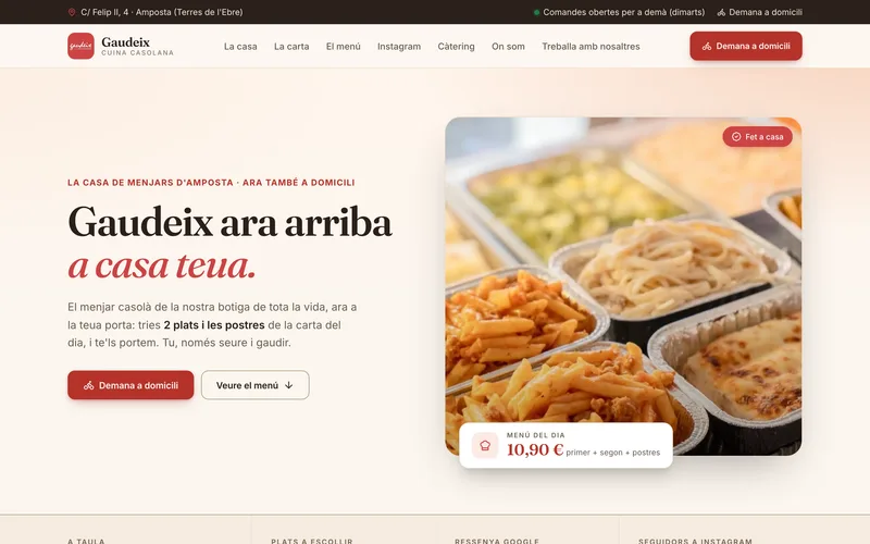 La web de Gaudeix en el ordenador, tal como está publicada.